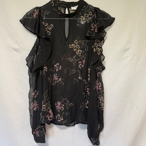 Womens Dark Fairy Grunge Sheer Floral Blouse Top Medium Dark Romantic Ethereal - Picture 2 of 15
